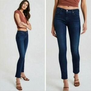 AG The Stilt Cigarette Leg Dark Blue Women's Skinny Jeans Designer Luxe 28 R